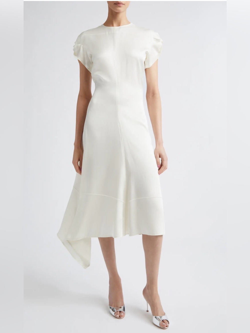 Twist Shoulder Asymmetric Satin Midi Dress
Victoria Beckham Sz 0